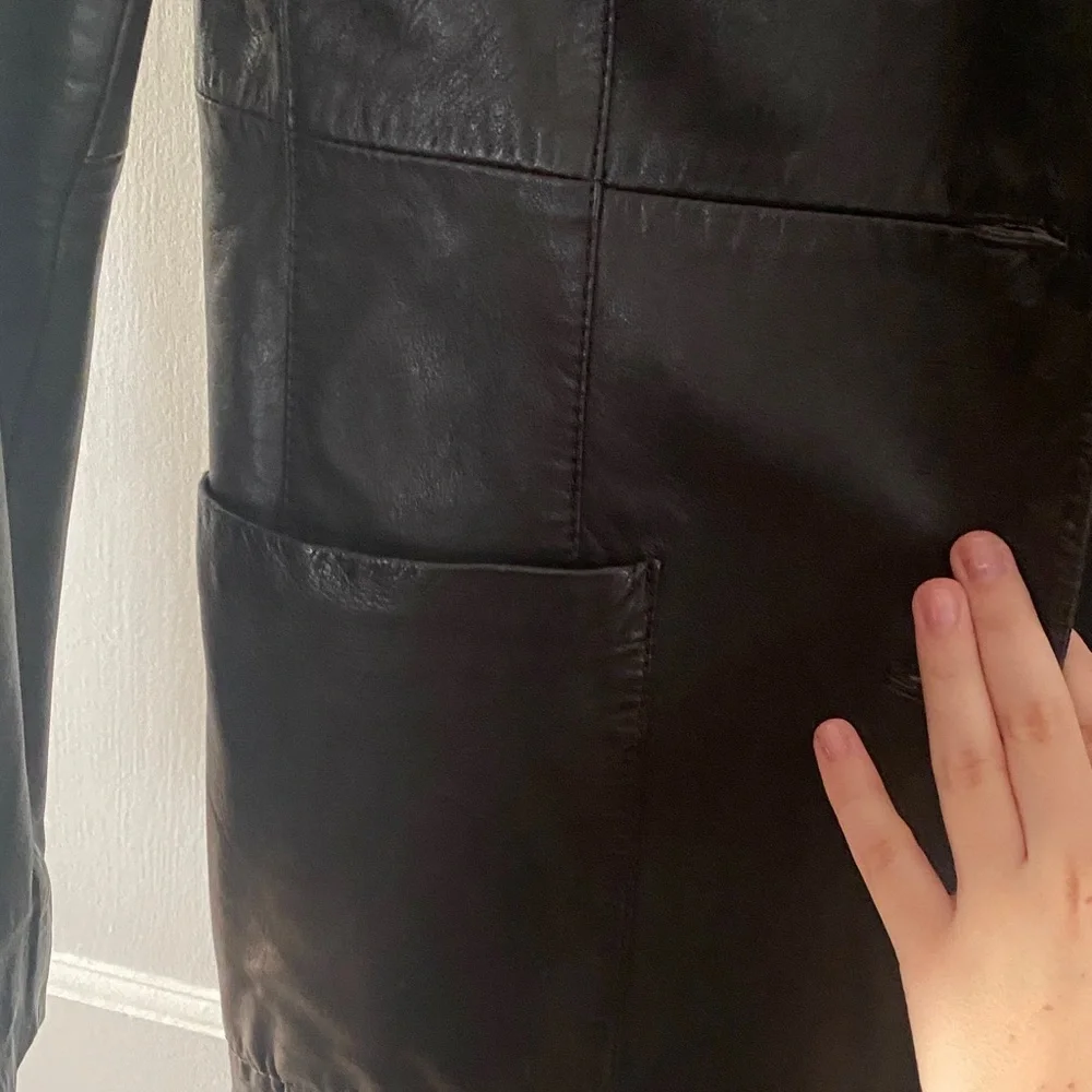 Zara Sleek Black Genuine Real Leather Jacket: Black and Brown - Picture 9 of 16